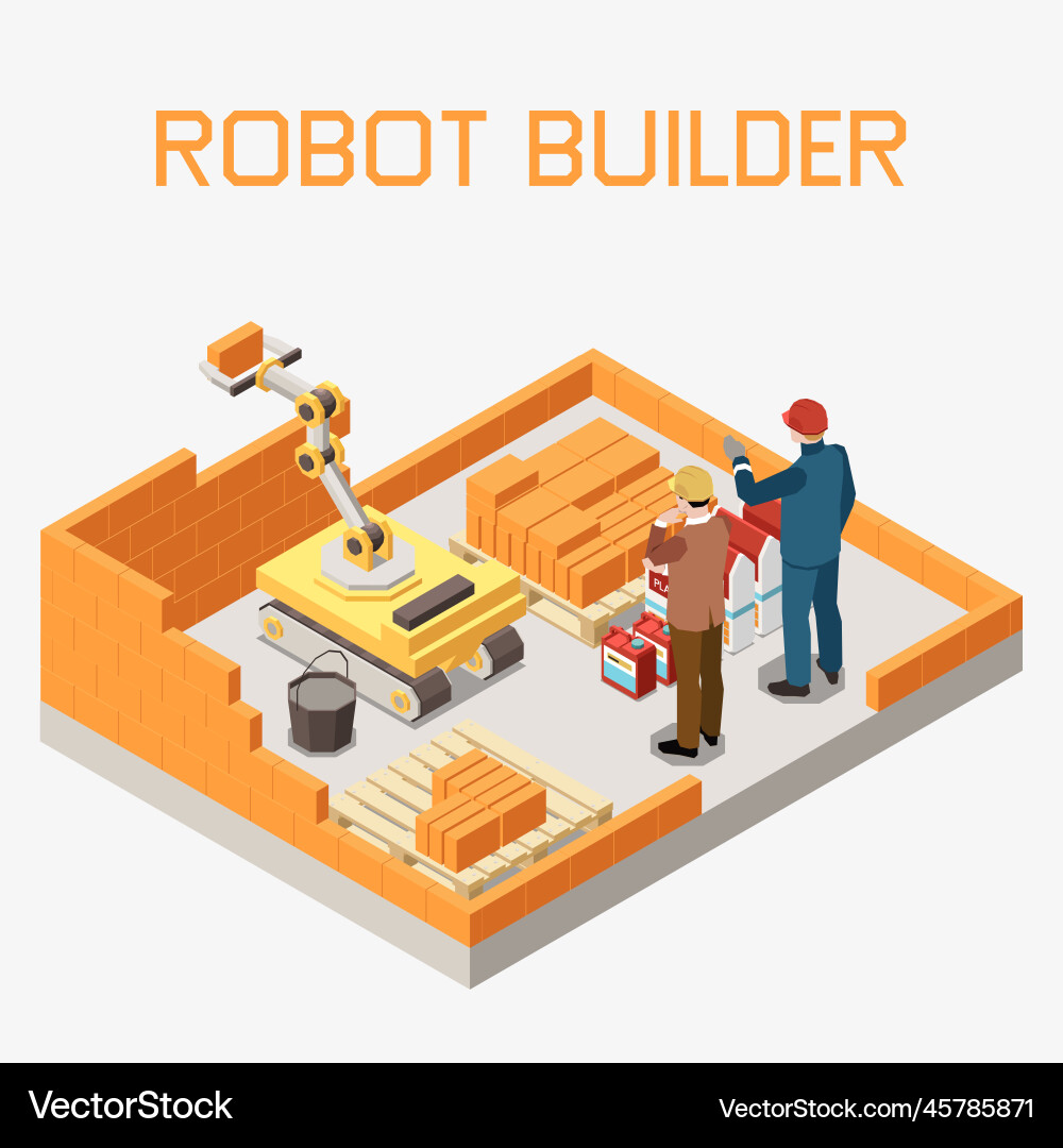 Robot builder isometric Royalty Free Vector Image