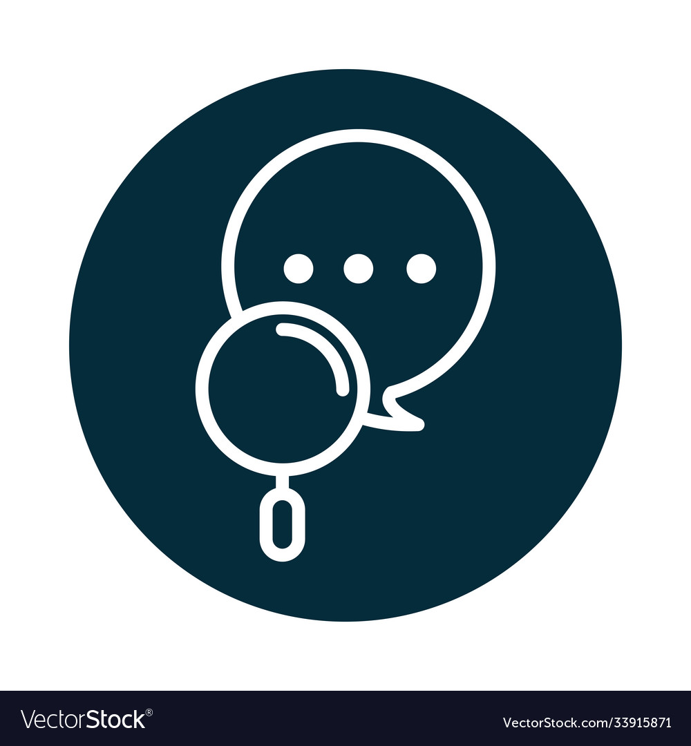 Search icon speech bubble message magnifier block