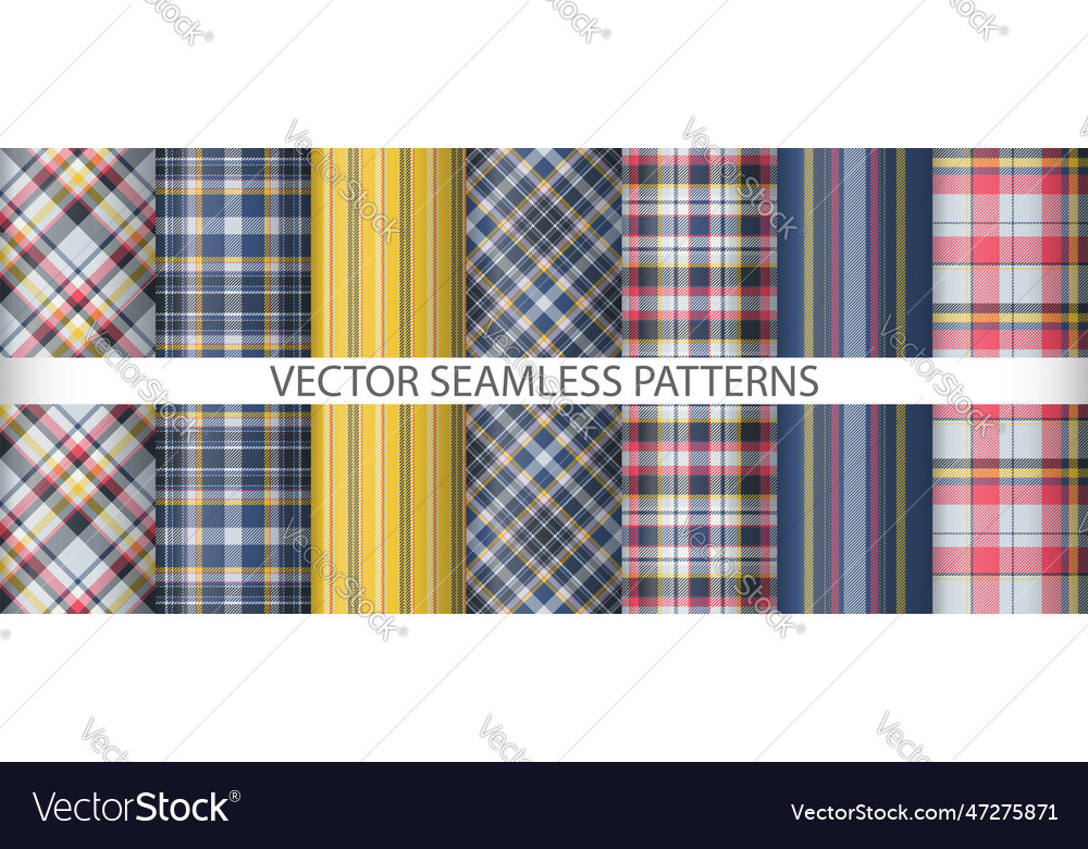 Set background check pattern seamless plaid