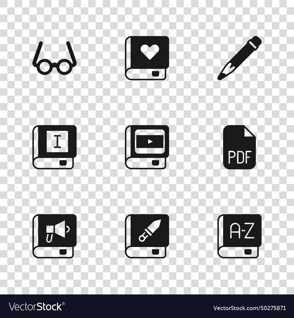 Set book about weapon pdf file document vector image Set book about weapon pdf file document