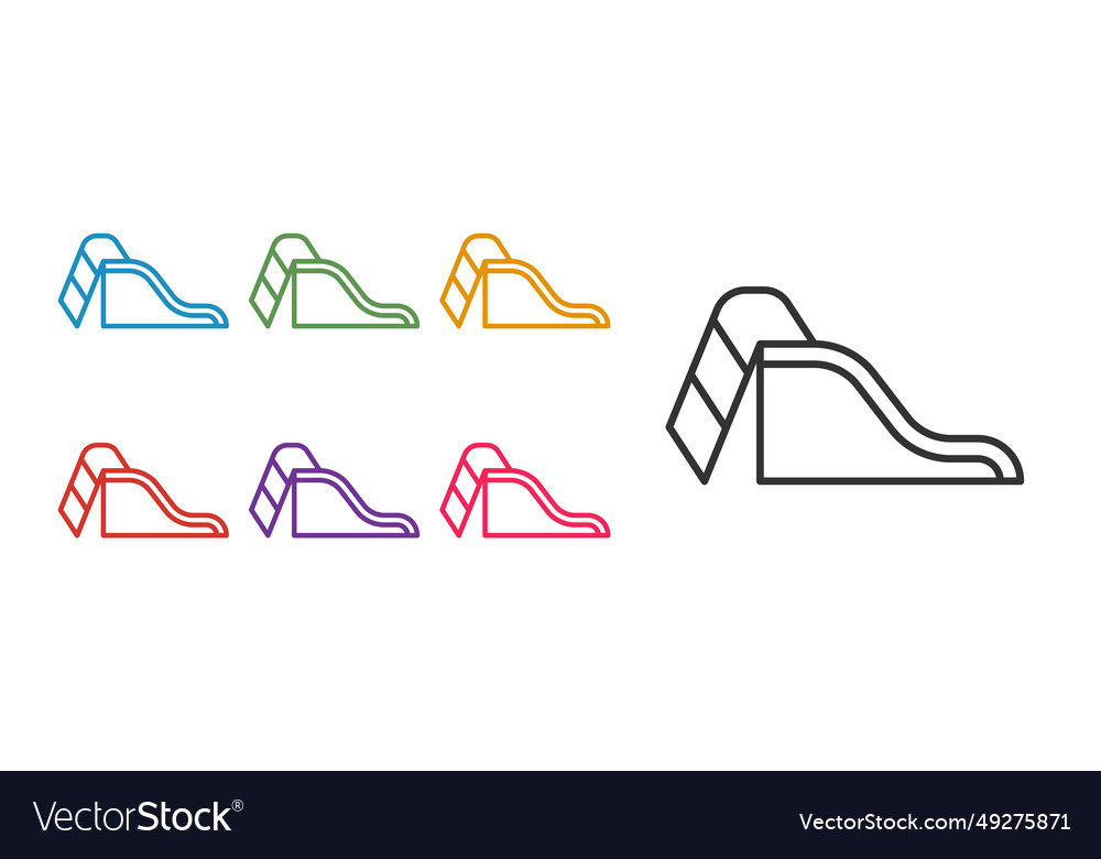 Set line slide playground icon isolated on white