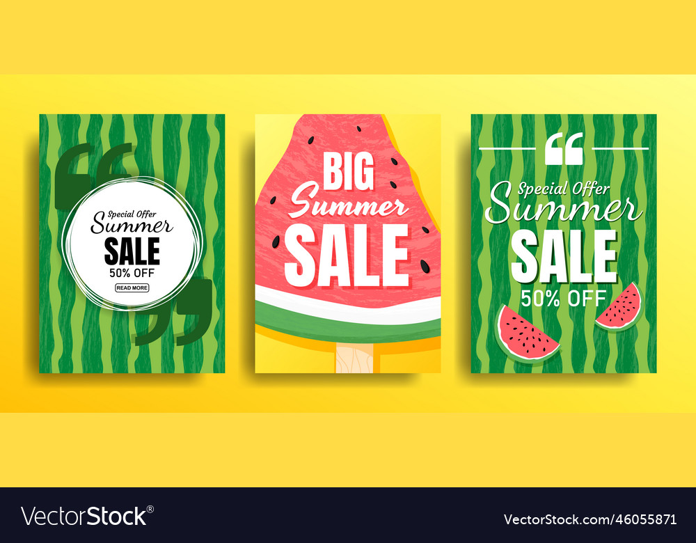 Set of empty templates with summer themes vector image Set of empty templates with summer themes