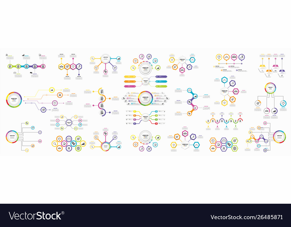 Set of infographics elements design template vector image Set of infographics elements design template