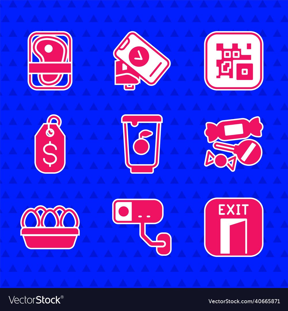 Set yogurt container security camera fire exit Vector Image Set yogurt container security camera fire exit