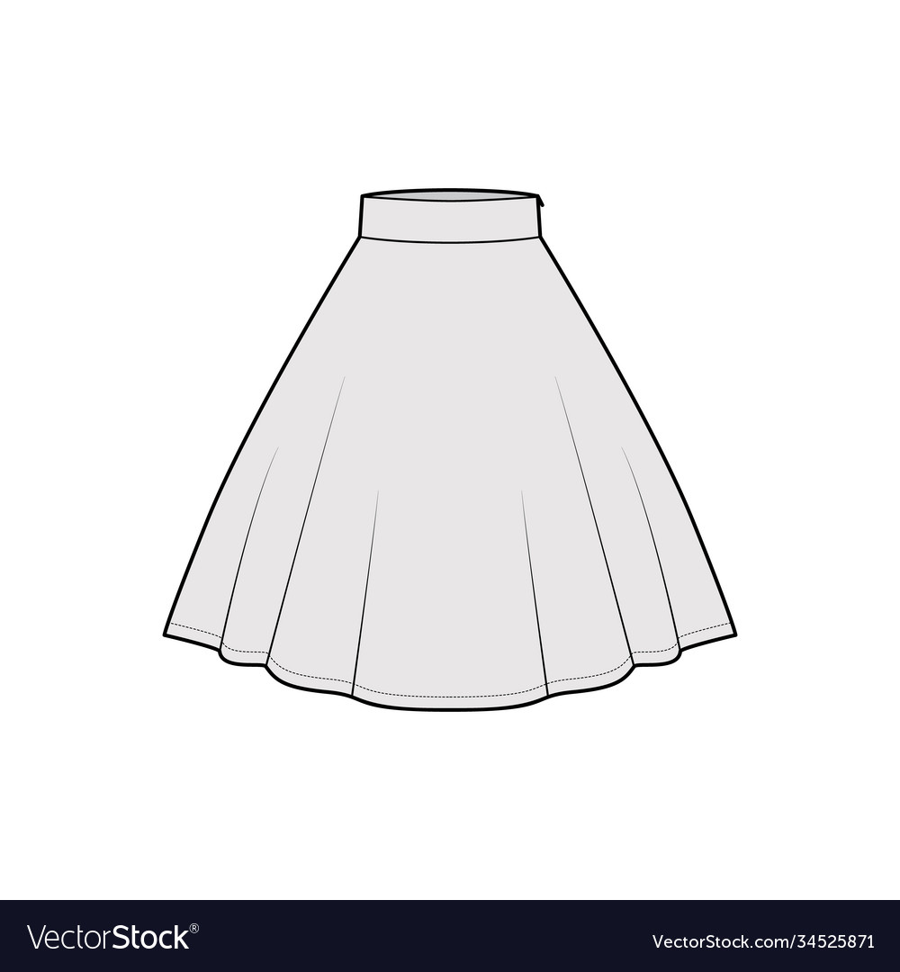 Skirt circular fullness technical fashion Vector Image