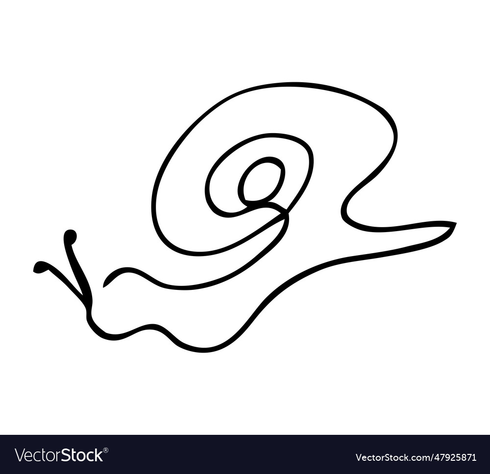 Snail simple sketch single one or continuous line