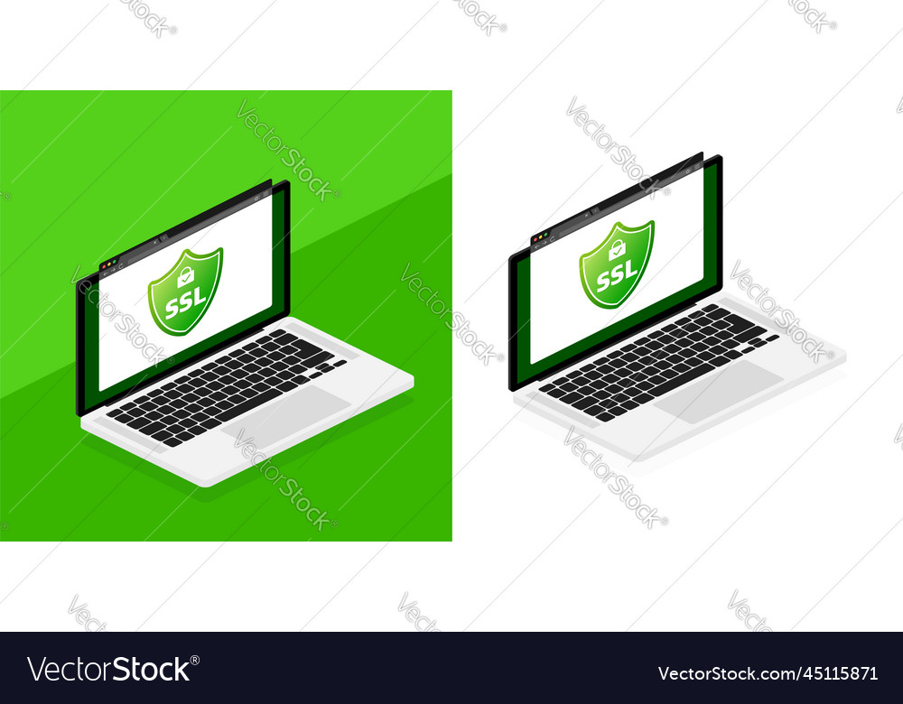 Ssl secure connection safe and data vector image Ssl secure connection safe and data
