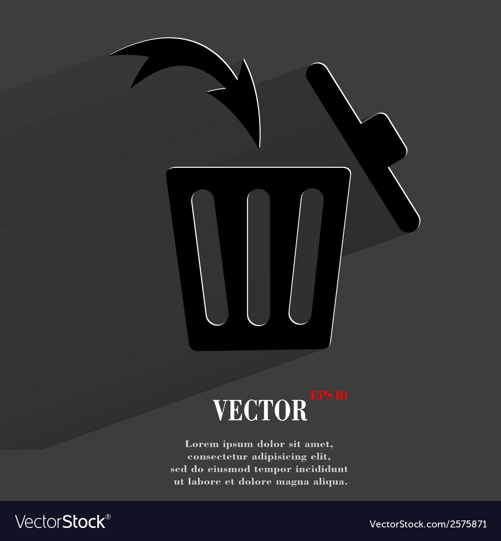 Trash bin flat modern web button with long shadow