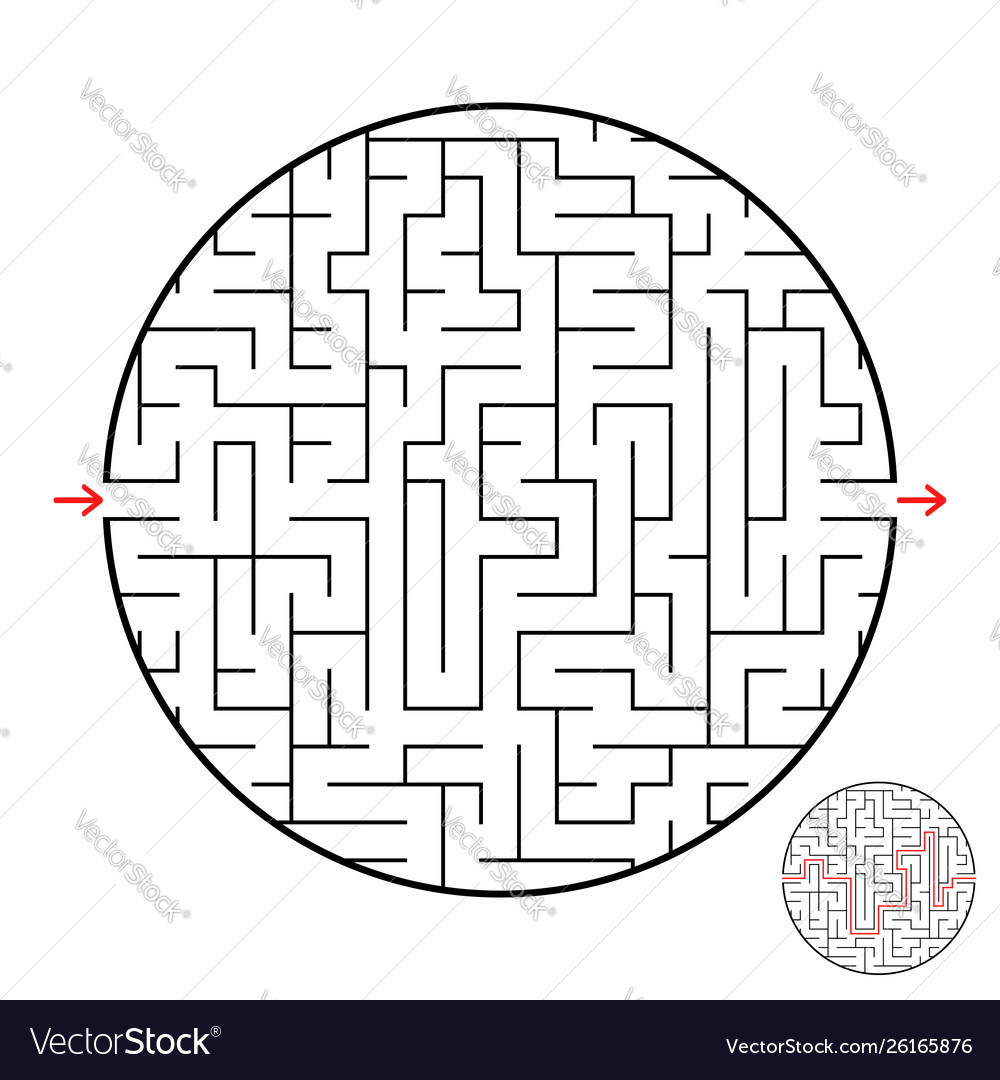 A round labyrinth with an entrance and exit vector image A round labyrinth with an entrance and exit