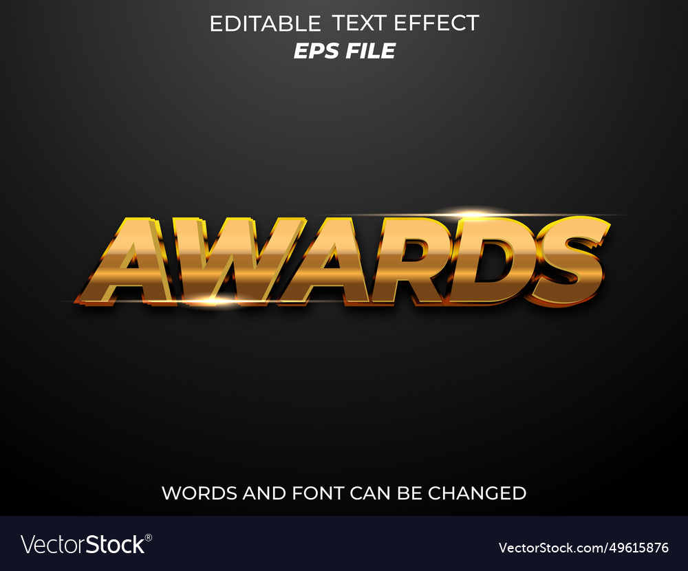 Awards text effect font editable typography 3d