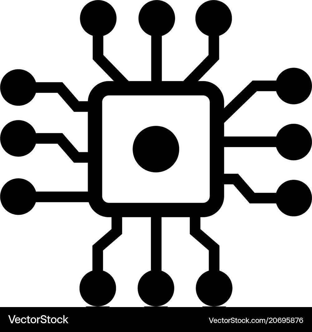 Chip processor flat icon Royalty Free Vector Image