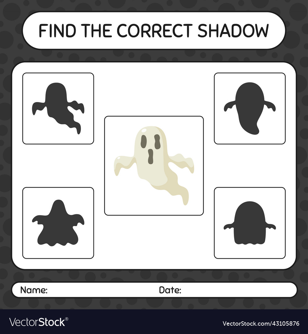 Find the correct shadows game with ghost vector image Find the correct shadows game with ghost