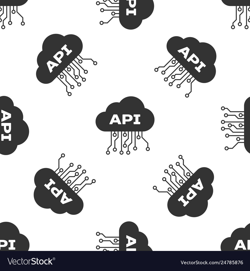 Grey cloud api interface icon isolated seamless vector image Grey cloud api interface icon isolated seamless