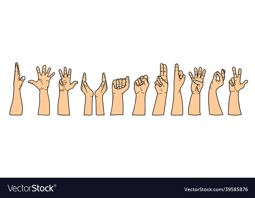 Hands with different gestures set for use vector image Hands with different gestures set for use