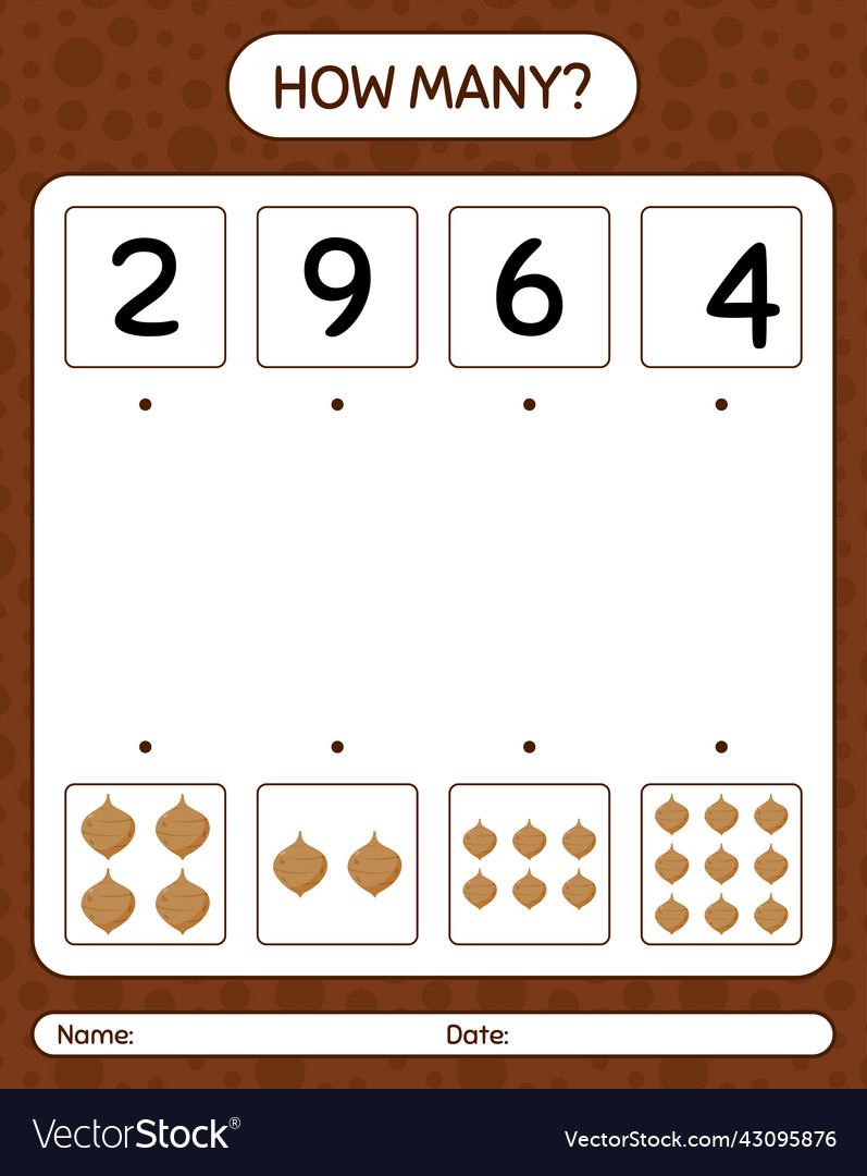 How many counting game with jicama worksheet vector image How many counting game with jicama worksheet