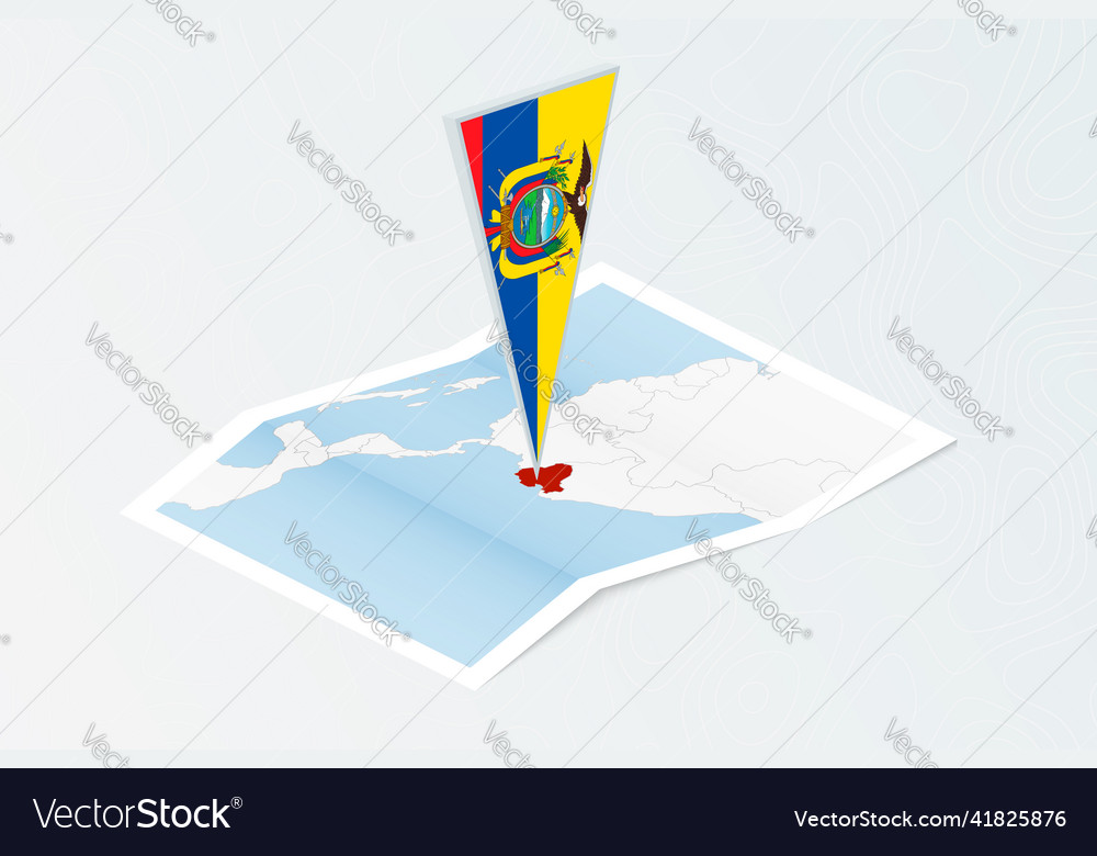 Isometric paper map of ecuador with triangular