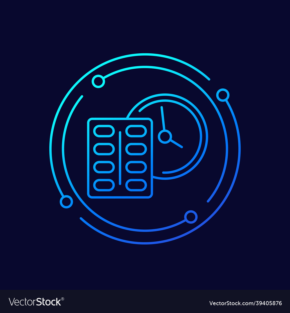 Medication time line icon with a clock