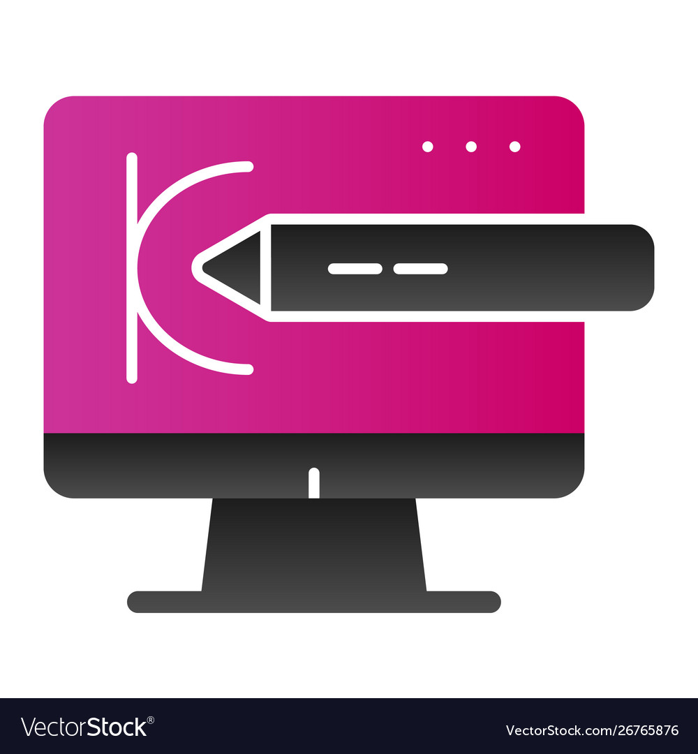 Monitor and stylus flat icon touchscreen display