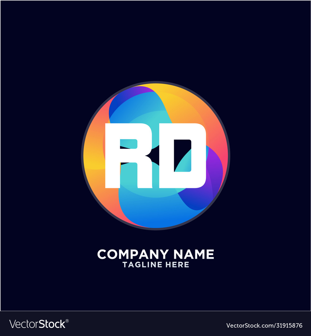 Rd initial logo with colorful circle template