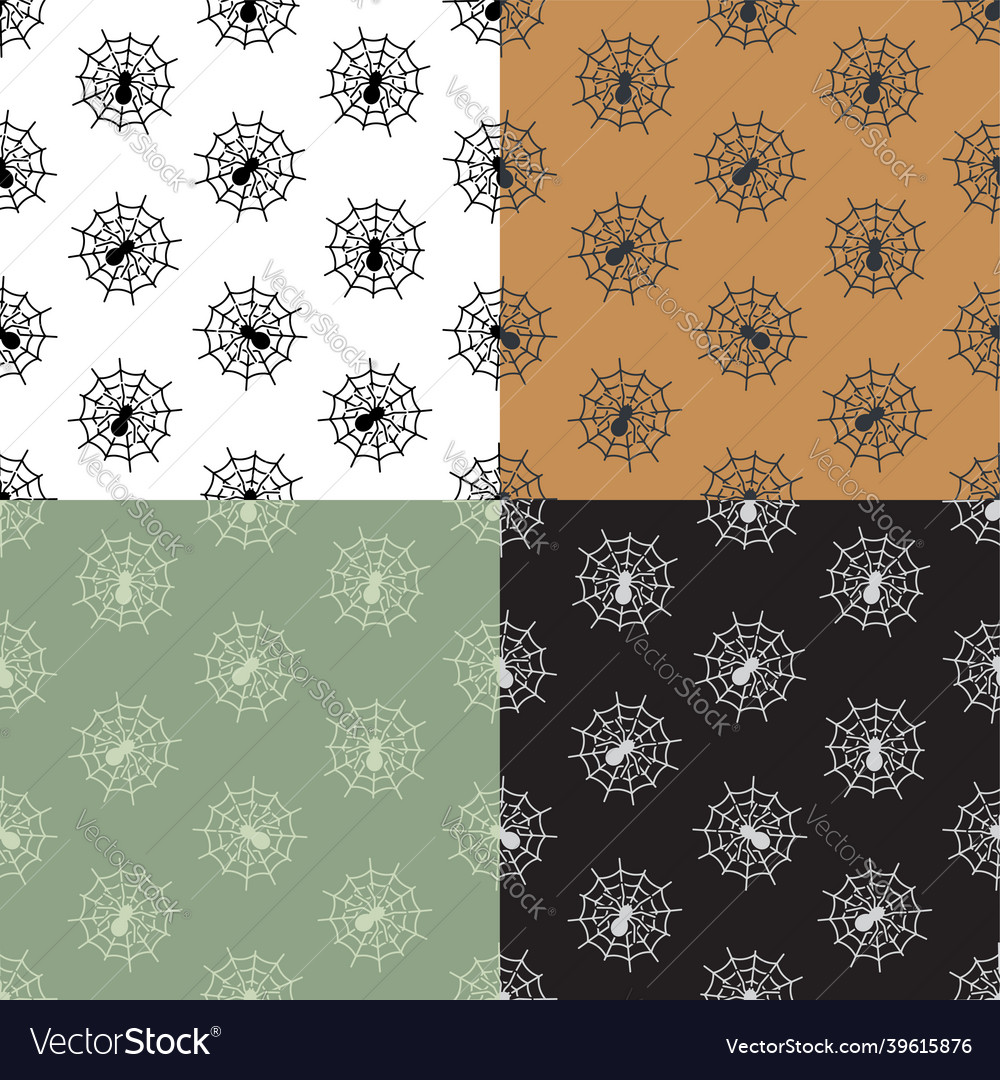 Set of seamless patterns with spider web