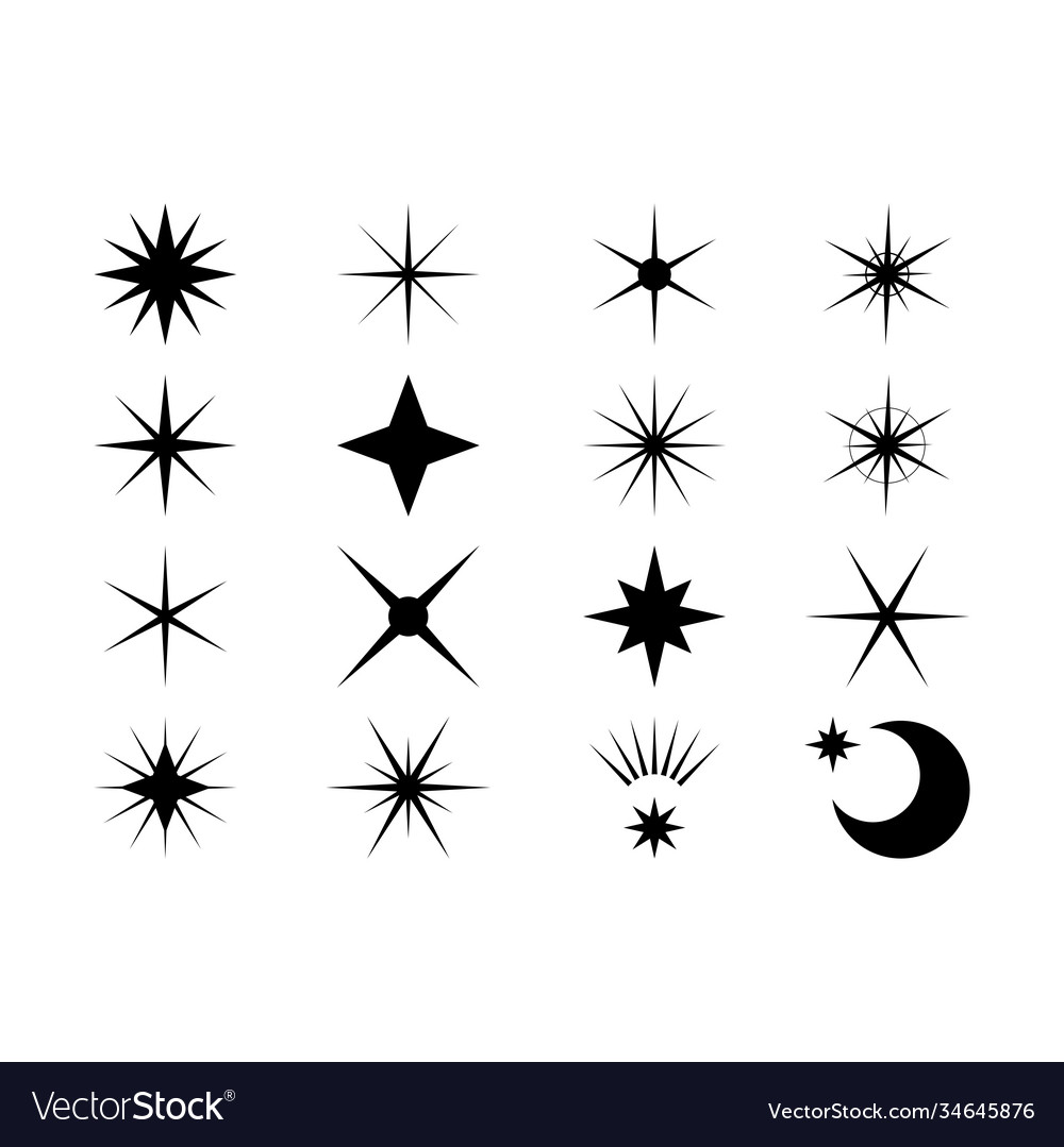 Star Symbols Twinkling Star Set Isolated On White Vector Image