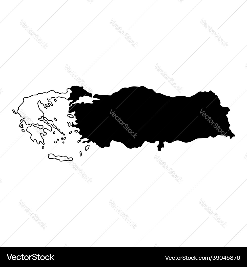 Turkey and greece island map silhouette Royalty Free Vector