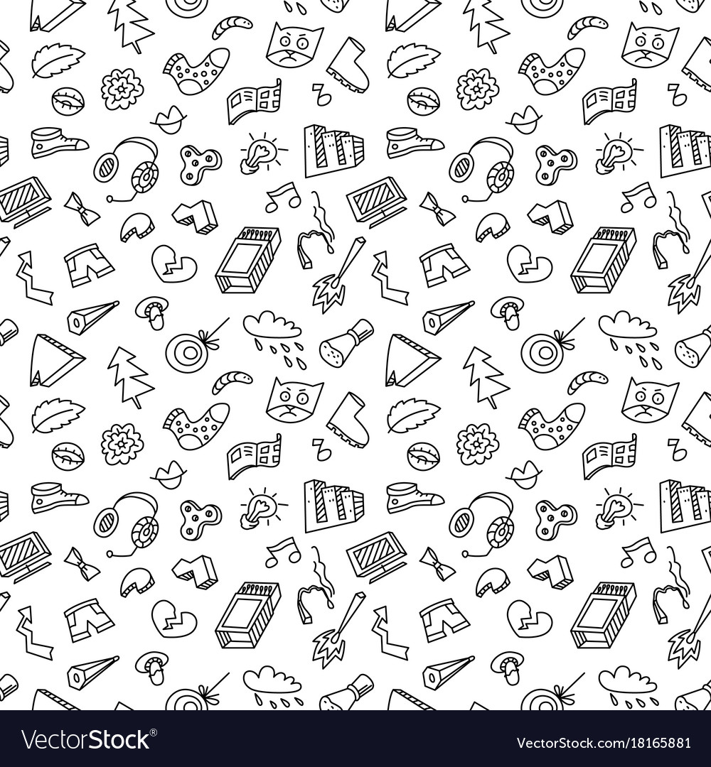 Abstract seamless pattern with many items