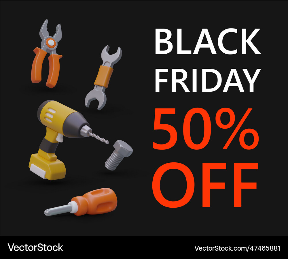 Black friday at hardware store discounts Vector Image