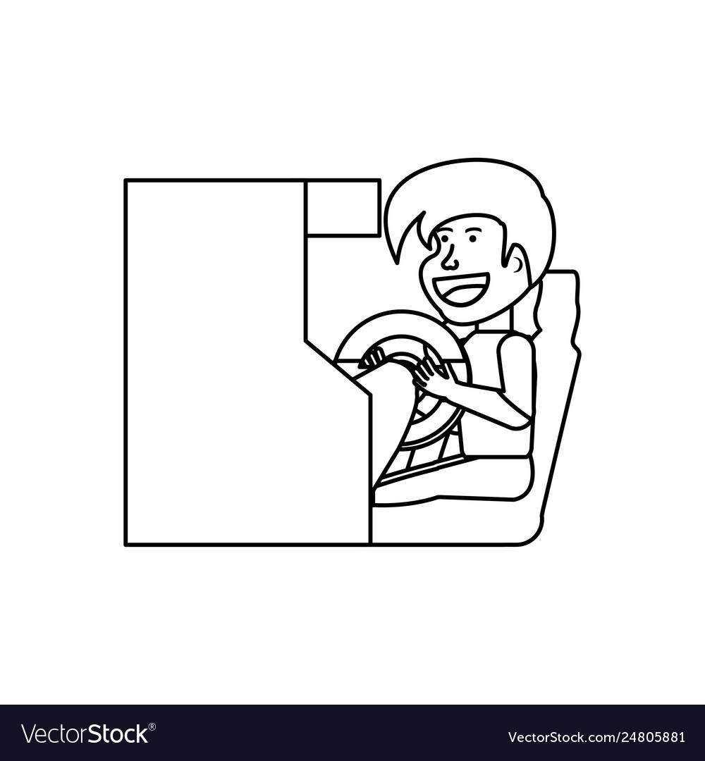 Boy playing in retro console video game machine