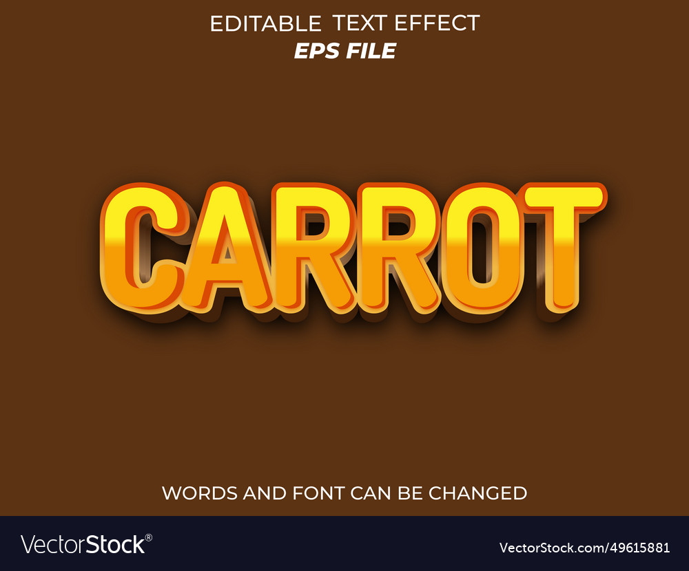 Carrot text effect font editable typography 3d
