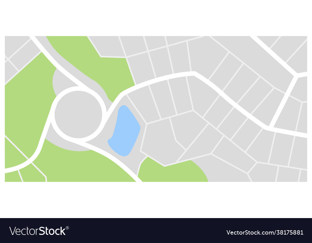 City Map Town Streets With Green Line Park Vector Image