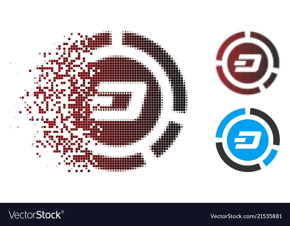 Dissolving pixel halftone dash pie chart icon vector image Dissolving pixel halftone dash pie chart icon