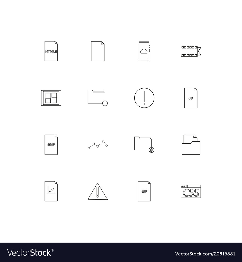 Files and folders sign linear thin icons set