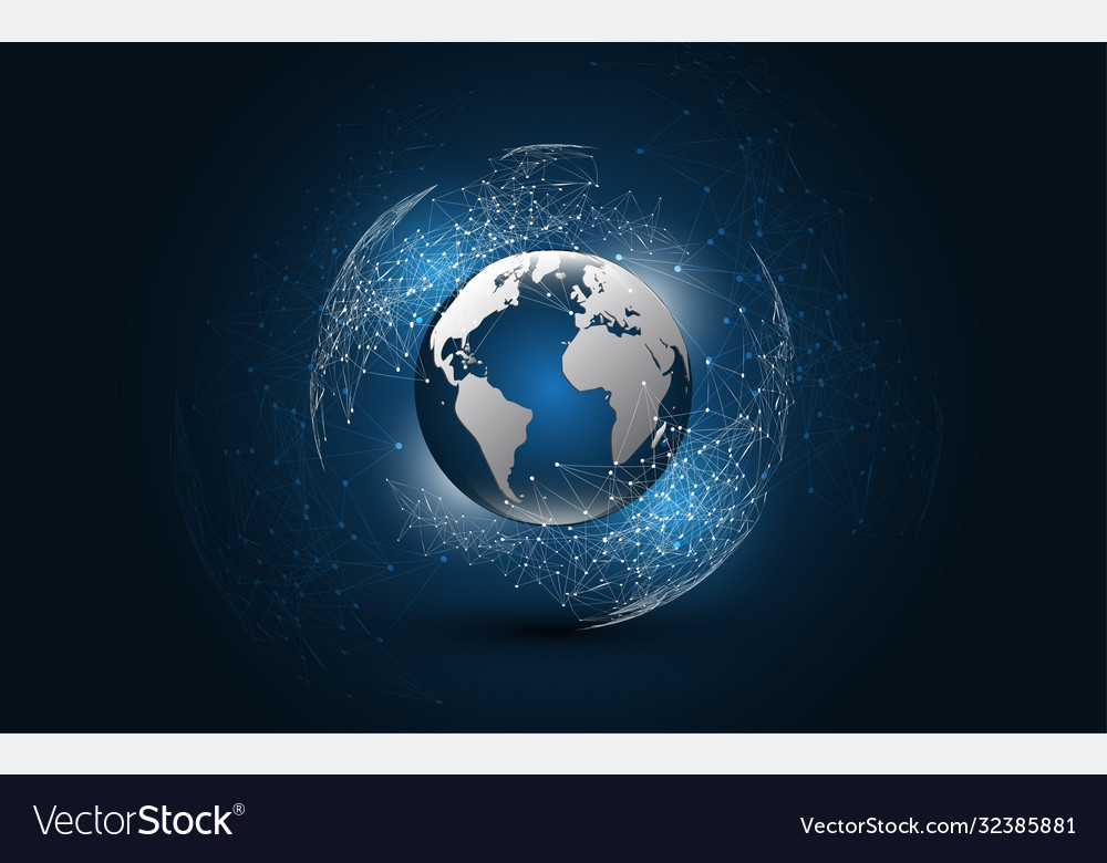 Global network connection world map abstract vector image Global network connection world map abstract