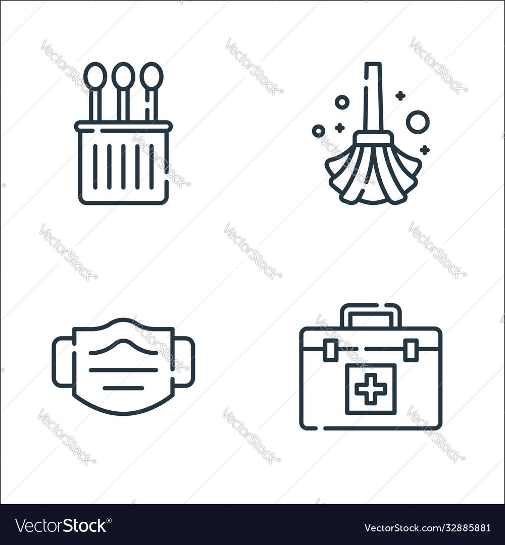 Hygiene routine line icons linear set quality vector image Hygiene routine line icons linear set quality