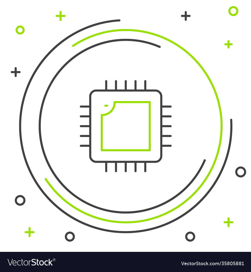 Line computer processor with microcircuits cpu vector image Line computer processor with microcircuits cpu