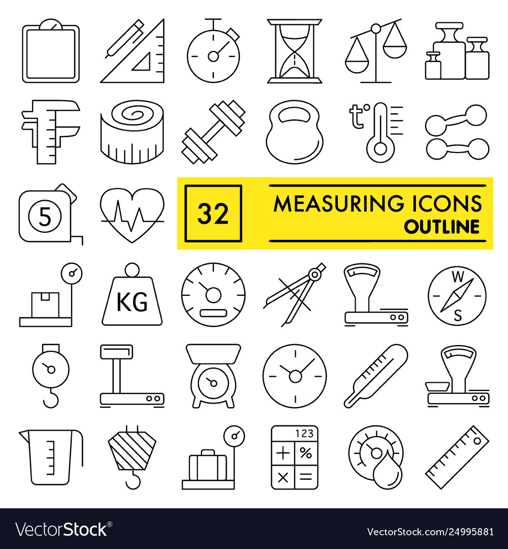 Measuring line icon set measurement symbols