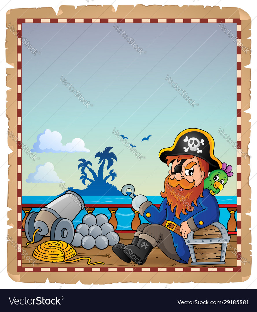 Parchment with pirate ship deck 7 vector image Parchment with pirate ship deck 7