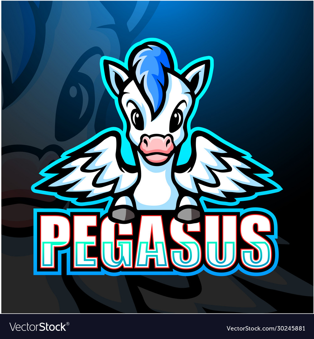 Pegasus mascot esport logo design Royalty Free Vector Image