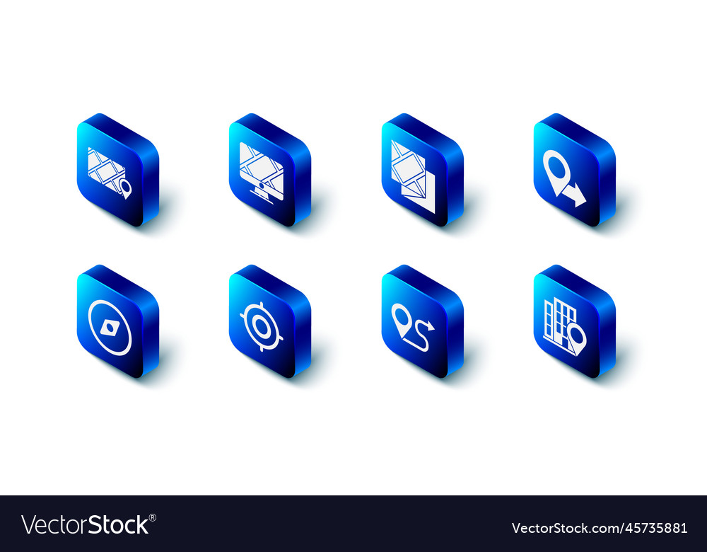 Set monitor with location marker folded map vector image Set monitor with location marker folded map