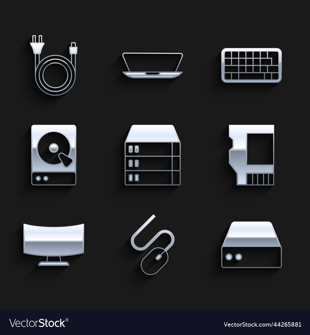 Set server data web hosting computer mouse sd vector image Set server data web hosting computer mouse sd