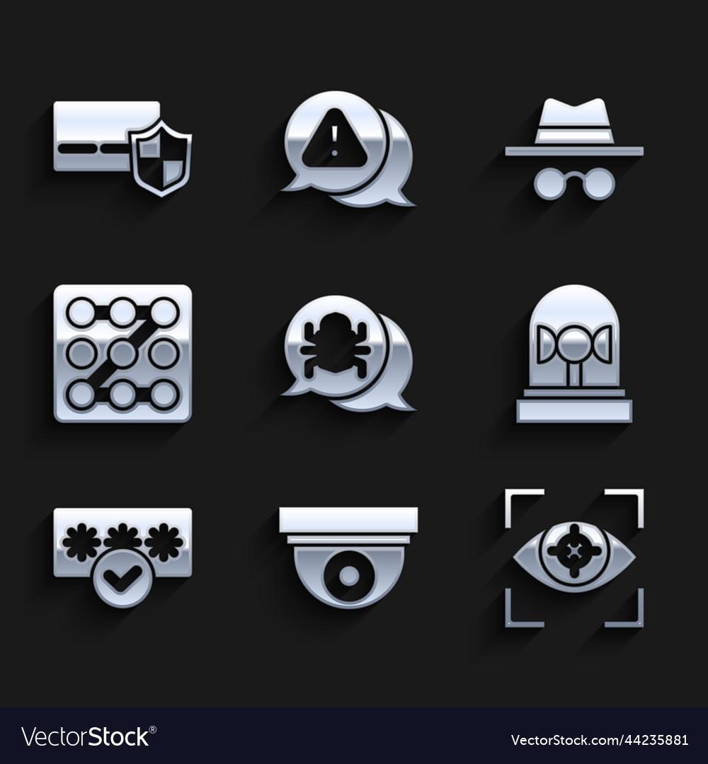 Set system bug security camera eye scan flasher vector image Set system bug security camera eye scan flasher
