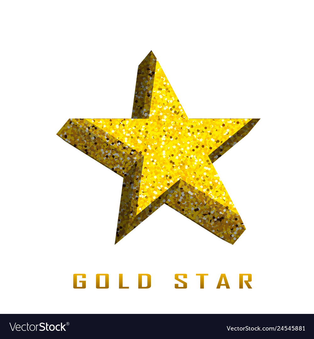 Single golden 3d star shine on white background