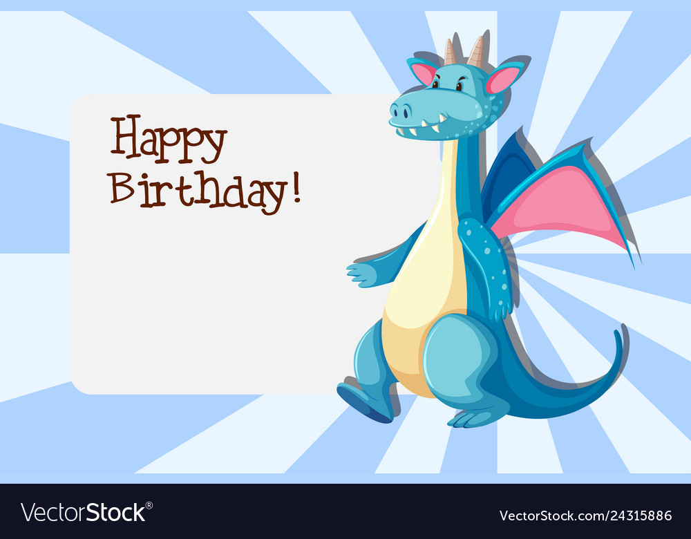 A dragon on birthday card template Royalty Free Vector Image