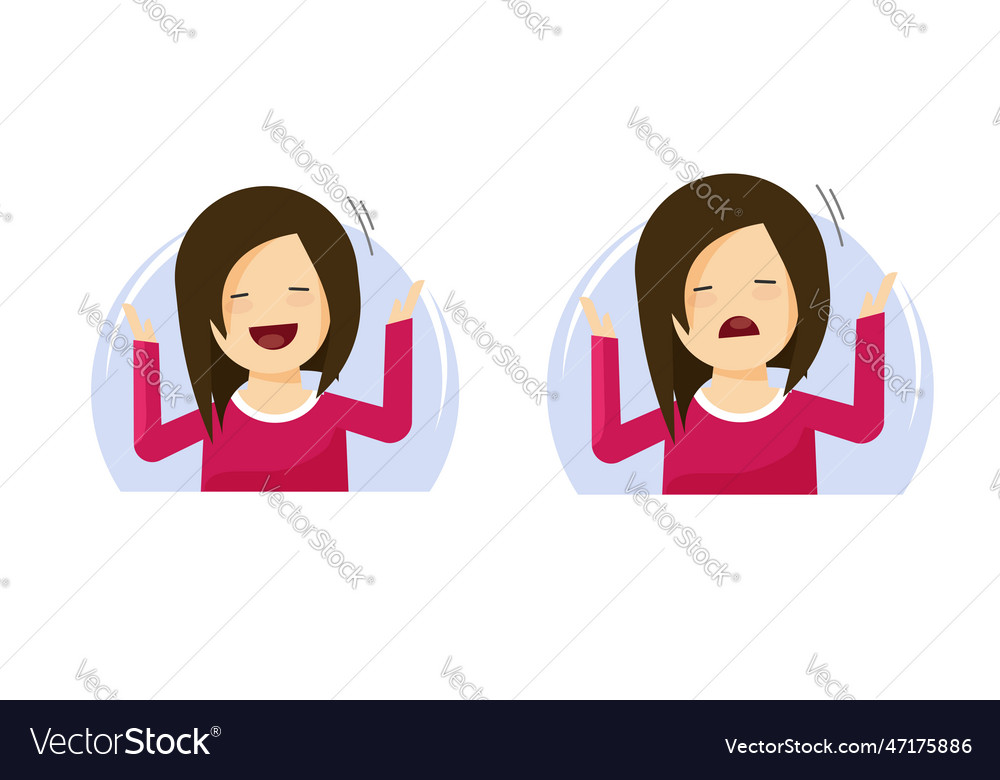 Bored sad girl icon and happy smiling woman flat Vector Image