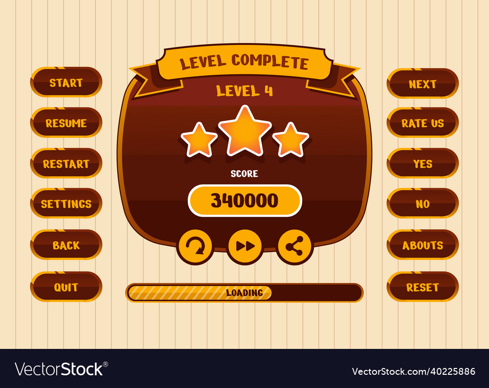 Design for complete set of score button game vector image Design for complete set of score button game