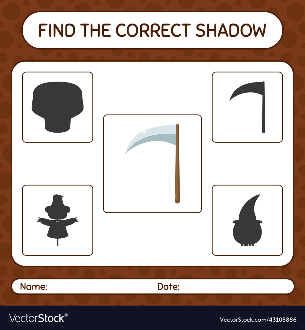 Find the correct shadows game with scythe vector image Find the correct shadows game with scythe