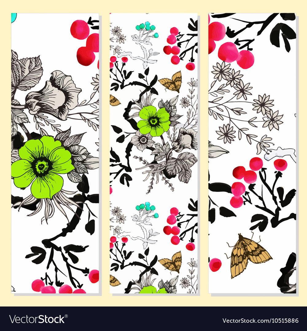 Floral cards on yellow background