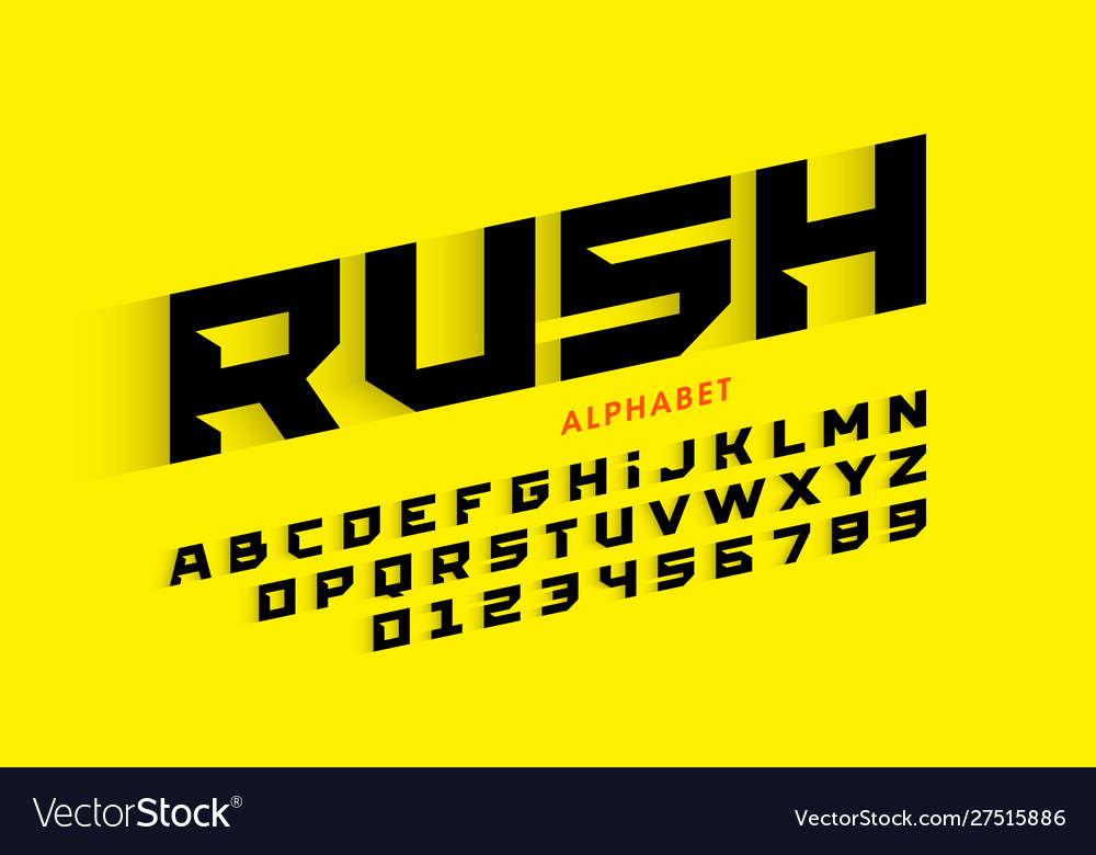 High-speed style style font alphabet letters Vector Image