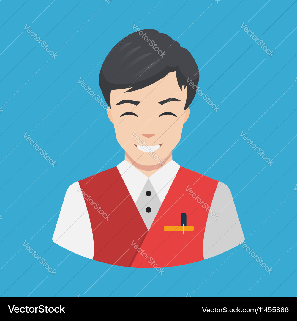 Hotel staff - waiter icon flat design Royalty Free Vector